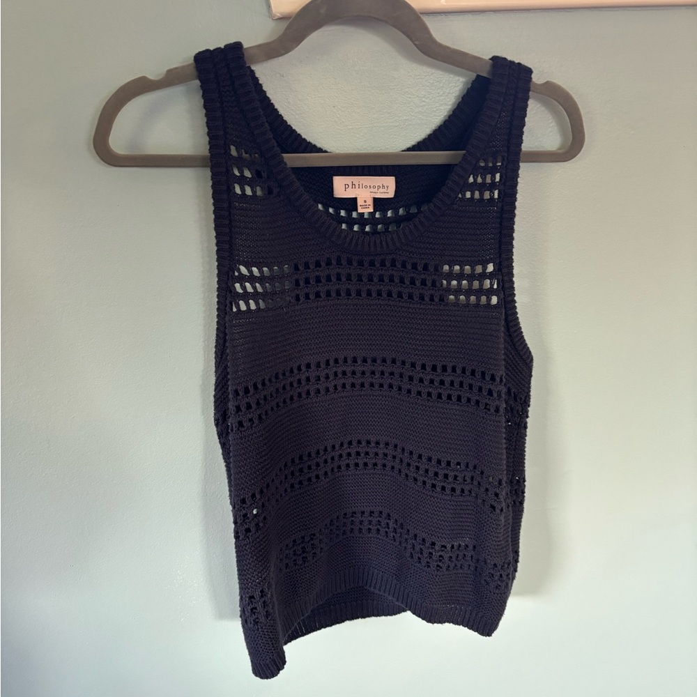 Philosophy Navy Open-Knit Sweater Vest